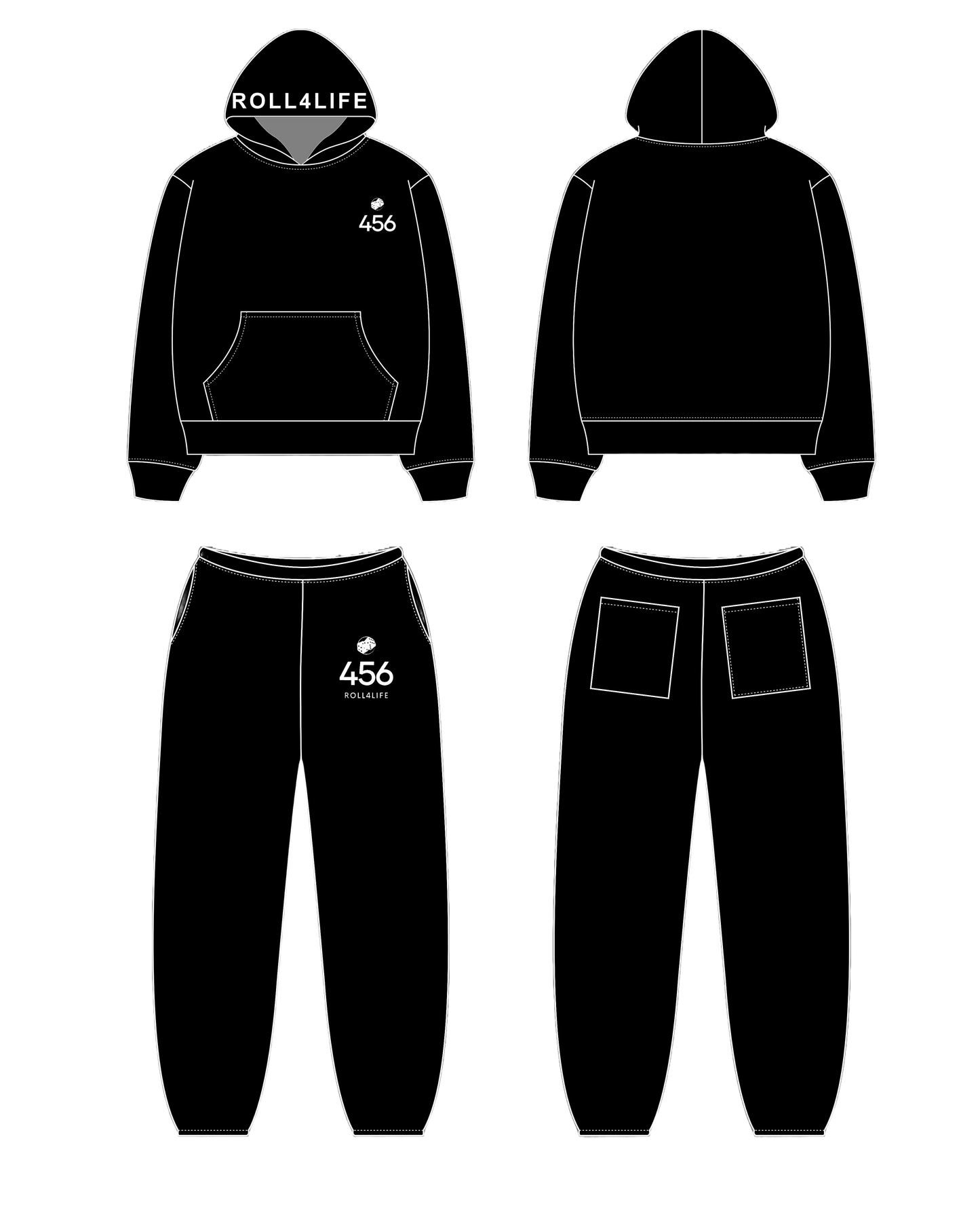 SOLID BLACK HOODIE TRACKSUIT
