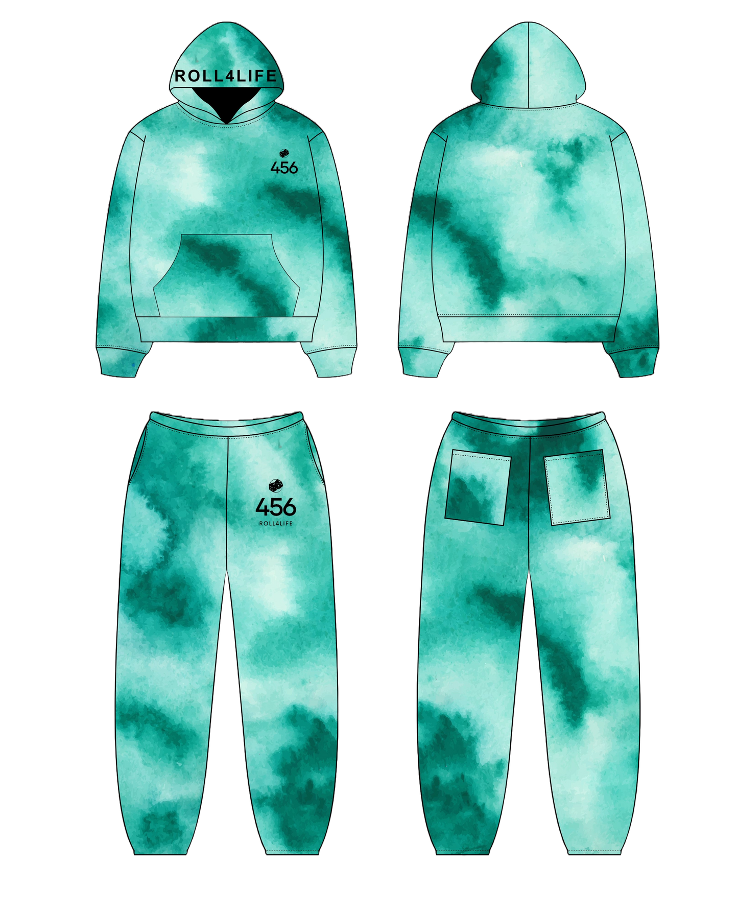 TIE DYE POWDER BLUE / MINT GREEN HOODIE TRACK SUIT