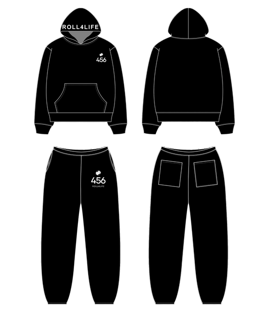 SOLID BLACK HOODIE TRACKSUIT
