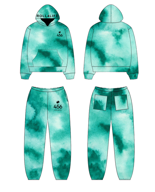 TIE DYE POWDER BLUE / MINT GREEN HOODIE TRACK SUIT